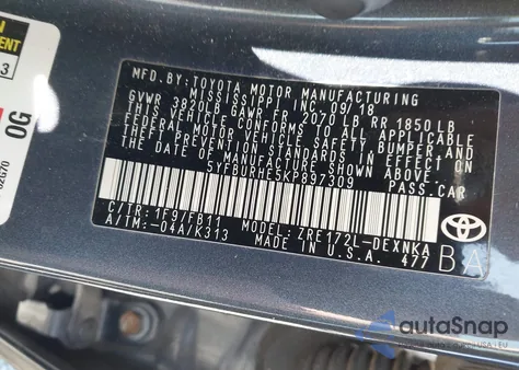 2019 Toyota Corolla Le from USA, damaged, VIN 5YFBURHE5KP897309